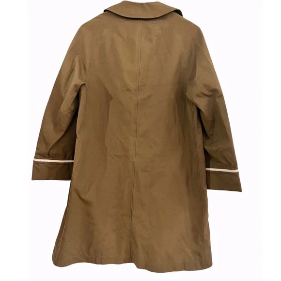 Vintage 70s A Line Trench Coat White Piping Indie Sleaze M - Picture 4 of 11